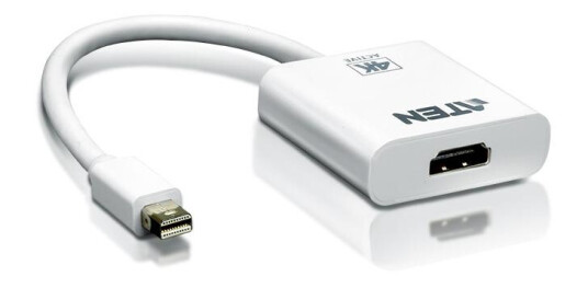 ATEN Mini DisplayPort til HDMI Adapter 3840x2160, 3D, Hvit ATEN Mini DisplayPort til HDMI Adapter 3840x2160, 3D, Hvit