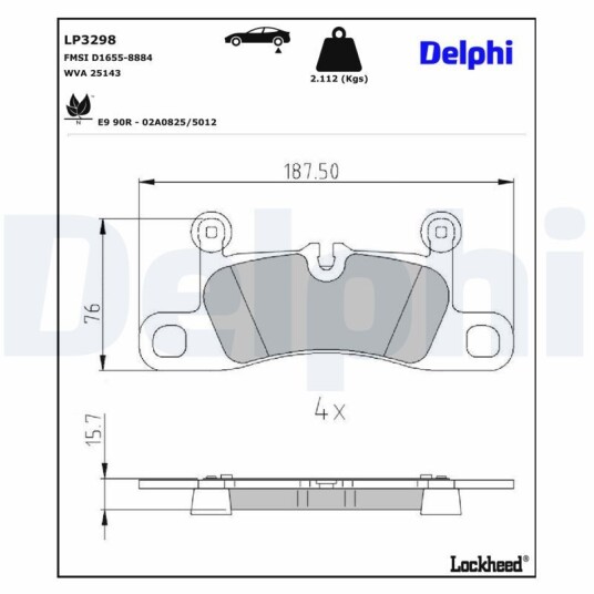 Bremseklosser DELPHI LP3298 Bremseklosser DELPHI LP3298