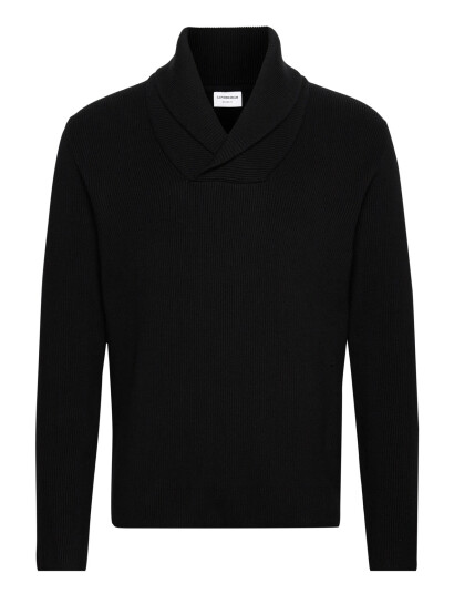 Lindbergh Shawl Collar Rib Knit - Black - L