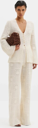 Malina Aleya Wide Crochet Pants   Cream   S