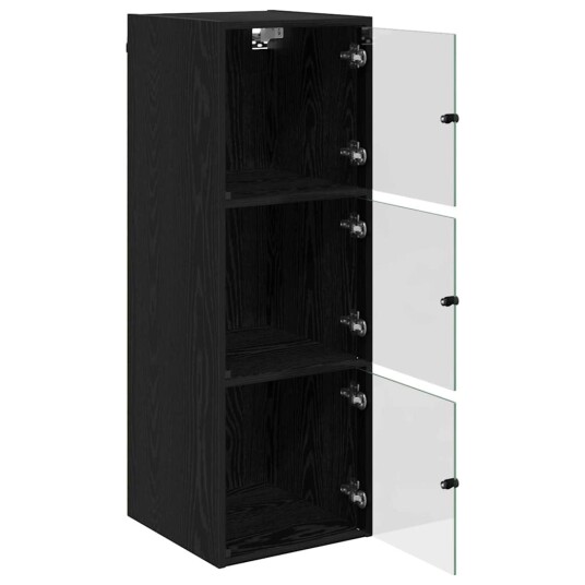 Veggskap Veggmontert Svart Eik 35 x 37 x 102 cm Konstruert tre