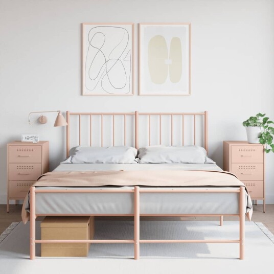  Nattbord 2 stk rosa 36x39x68 cm kaldvalset stål 843081