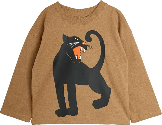 Mini Rodini Panther Sp Melange Ls Tee Brown 104/110