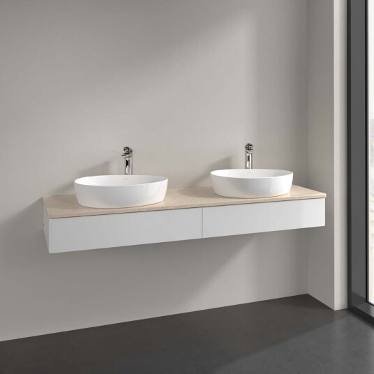 Villeroy & Boch  Antao Servantskap med 2 skuffer 160x50x19 cm u/lys Hvit Blank/Crème