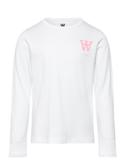 WOOD WOOD Wwkim Tirewall Ls T Shirt Gots White 86 92