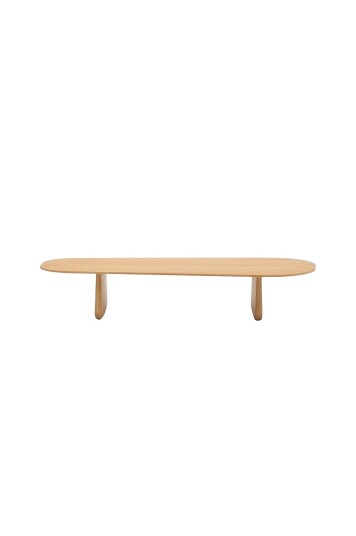Kave Home Pirita salongbord laget av massivt eiketre i en naturlig finish 146 x 56,5 cm Brun