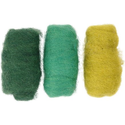 Kardet Ull, grønn/turkis harmoni, 3x10 g/ 1 pk.