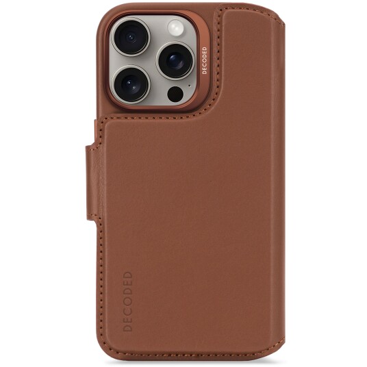 Decoded Avtakbar Lommebok Etui til iPhone 16 Pro - Brun Skinn