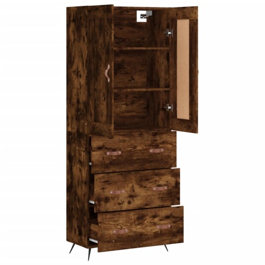  Highboard røkt eik 69,5x34x180 cm konstruert tre
