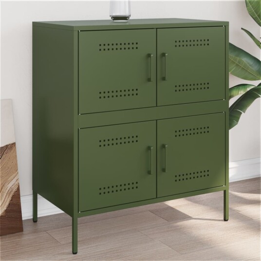 Skjenk olivengrønn 68x39x79 cm stål 8721102389184