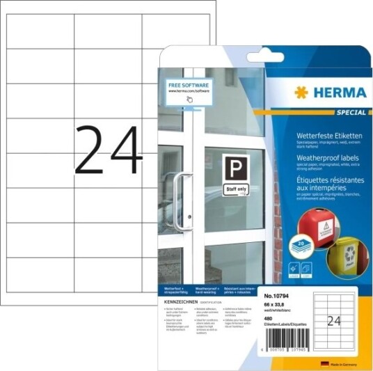 Herma 10794 Hvit Rektangel Permanent A4 Universell Papir