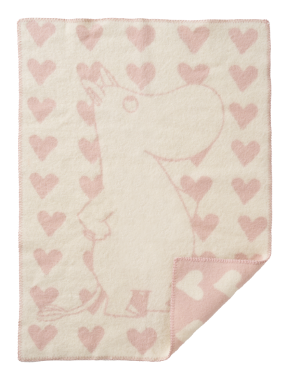 Mummi Ullpledd Heart Rosa 65x90