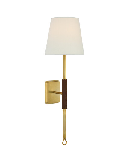 Visual Comfort Griffin Tail Sconce Antique Brass and Saddle Leather Visual Comfort Griffin Tail Sconce Antique Brass and Saddle Leather