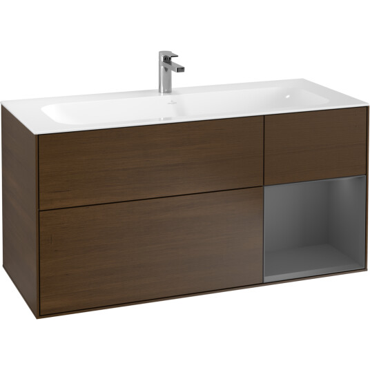 VILLEROY & BOCH FINION SERVANTSKAP 120 VALNØTT FINÉR EMOTION-LYS, HØYRESTILT ANTRASITTGRÅ HYLLE VILLEROY & BOCH FINION SERVANTSKAP 120 VALNØTT FINÉR EMOTION-LYS, HØYRESTILT ANTRASITTGRÅ HYLLE