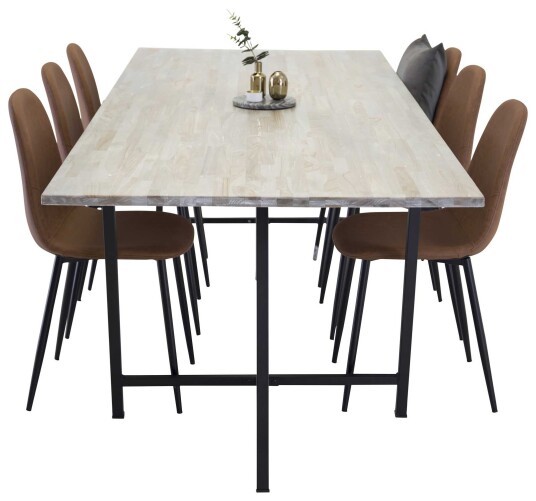 Venture Design Jepara & Polar spisegruppe Grå/brun 6 st stoler & bord 250 x 100 cm