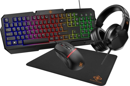 Deltaco Gaming GAM-174-US 4-in-1 Tastatur Mus Headset Musematte GAM-174-US Deltaco Gaming GAM-174-US 4-in-1 Tastatur Mus Headset Musematte GAM-174-US
