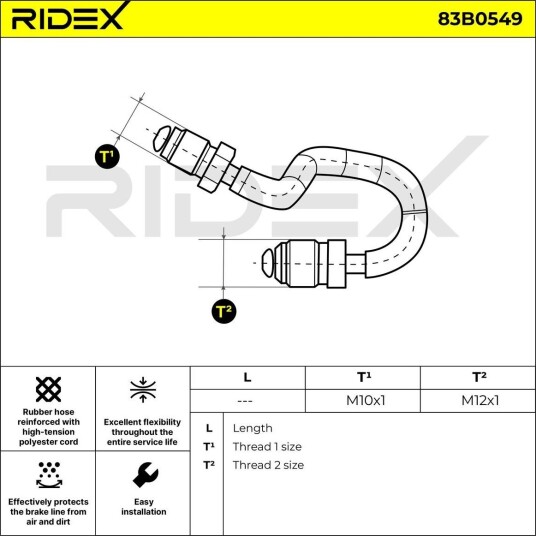 RIDEX 83B0549 Bremseslange