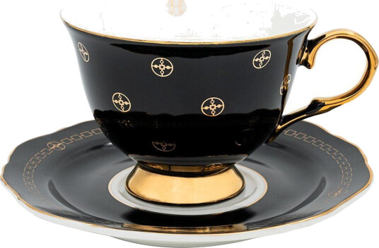 Hilke Collection Anima Gemella Nero kopp med fat 22 cl