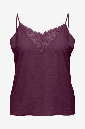 Only Carmakoma - Topp carMetta Life Mix Lace Singlet Wvn - Rød