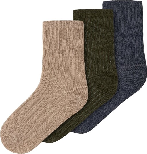 Name It Sokker 3 pack NmmNobbu Olive Natt/Ombre Blue + p Name It 22/24 Sokker Armygrønn Beige Blå Brun Grønn Marineblå