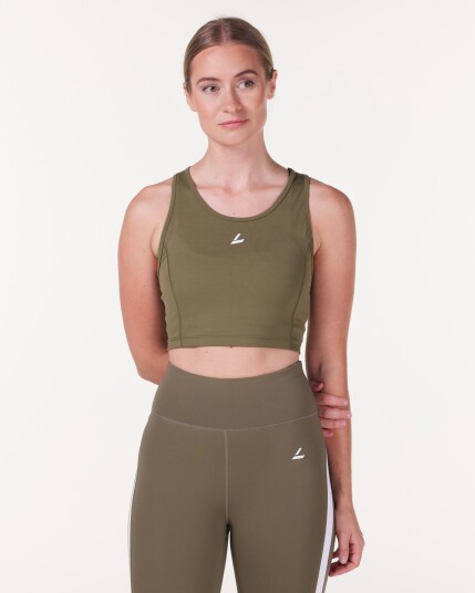LEVITY Division Lightweight Crop Tank Green Burnt - S