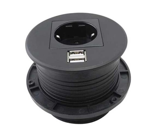 Nordic Products Simple 1xStikk 2xUSB Sort Lader