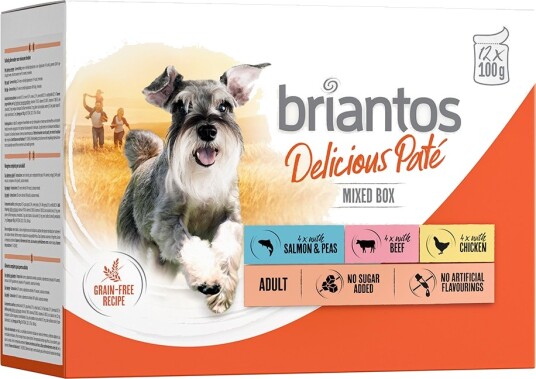 Briantos Våtfôr Delicious Paté Mix Laks Kylling Storfe 48 X 100 G