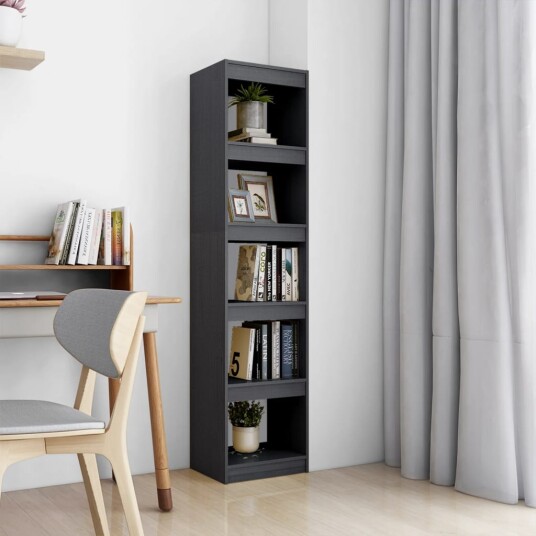 vidaXL Bokhylle/romdeler 40x30x167,5 cm gr? heltre furu