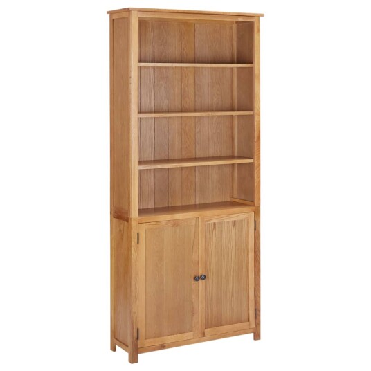 vidaXL Bokhylle med 2 d?rer 90x30x200 cm heltre eik