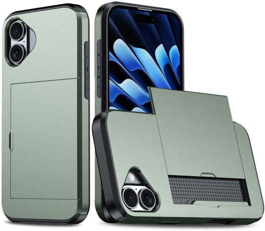 EIDERWOOD iPhone 17 Hybrid Deksel med Kortholder – Grønn