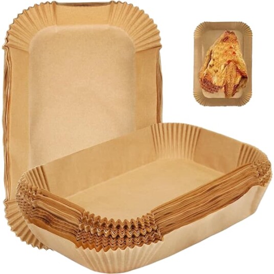 100 Stykker Bakepapir Rektangulært 25,5 x 17,5 cm BPA fritt Engangsbeholdere Airfryer tilbehør Papirinnlegg for Airfryer Mikrobølgeovn