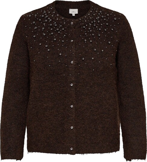 ONLY Carmakoma Carmiggie Ls O Neck Pearl Cardigan Knt Brown 46 48