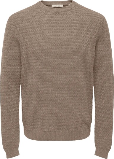 ONLY & SONS Onsloui Ls Structure Crew Reg Noos Brown XL