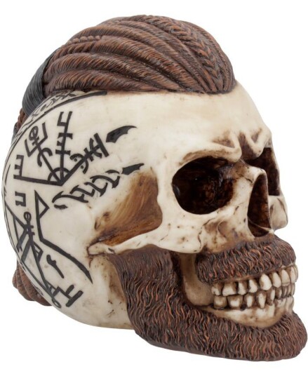Ragnar Viking Hodeskalle med Skjegg og Tatto Motiver 16 cm