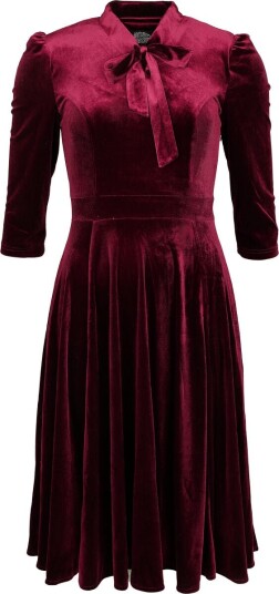 H&R London  Rockabilly Middellang kjole XS til 4XL Damer rød