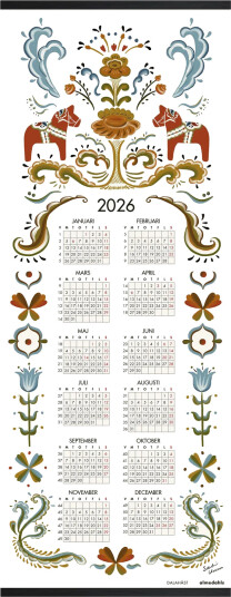 Almedahls Dalahäst kalender 2026 35x90 cm Almedahls Dalahäst kalender 2026 35x90 cm