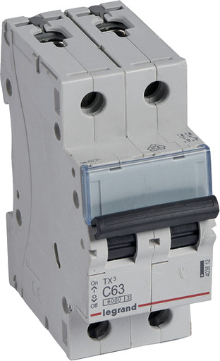 Legrand 5 stk TX³ MCB automatsikring C63 2P 2M 6/6kA