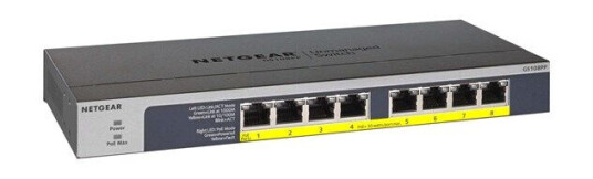 Netgear GS108PP 8-Port Gigabit Ethernet High-power PoE+ Unmanaged Switch with FlexPoE (123W) (0606449130034)