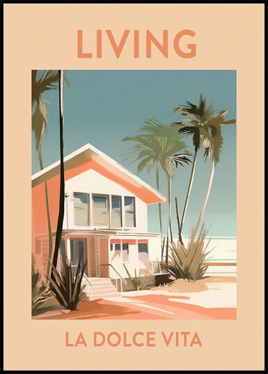 Living La Dolce Vita retro beach house Plakat Plakat / 50x70cm Living La Dolce Vita retro beach house Plakat Plakat / 50x70cm