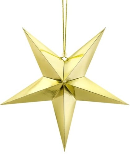 Partydeco Gullfarget Metallisk Papirstjerne 45 cm