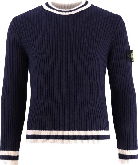Stone Island Genser Ull/Viskose Navy m. Hvit Stone Island 12 år 152 Genser Blå