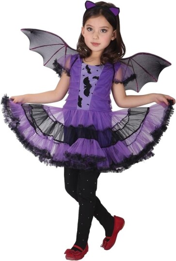 Halloween Flaggermus- og Vampyrkostyme til Jente Lilla