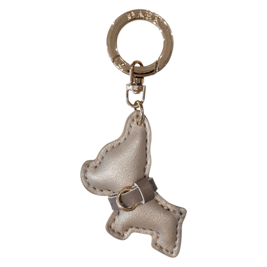 Dark Puppy Bag Charm Sparkled Sand & Warm Taupe