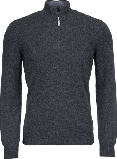 Gran Sasso Half zip wool cashmere 44 grå herre