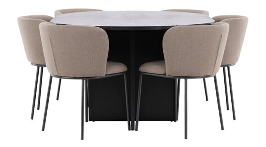 Spisegruppe Venture Home Strada Ø120 cm med 6st Edina Spisestoler