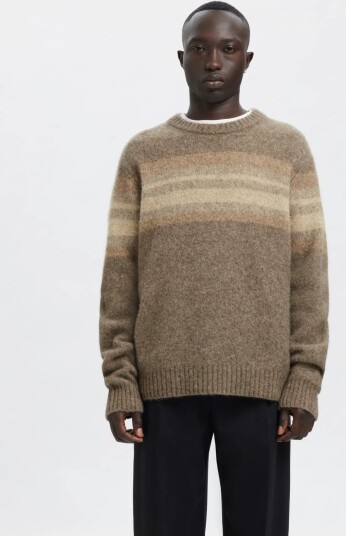 Annarr Anrnorman Ls Knit Crew Neck Brown S