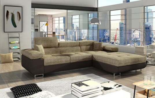 Seksjon Eltap Armando 289x85x203 cm Berlin 03 Soft 66 Beige Mørk Brun Høyre Seksjon Eltap Armando 289x85x203 cm Berlin 03 Soft 66 Beige Mørk Brun Høyre