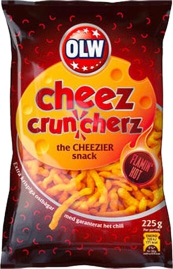 ERT Godis Singel OLW Flamin Hot Cruncherz 225 gram ERT Godis Singel OLW Flamin Hot Cruncherz 225 gram