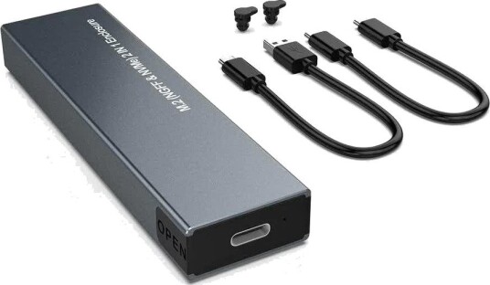 Nördic HY2071 Eksternt harddiskkabinett M.2 NVMe og SATA SSD USB-A/USB-C B-Key/M-Key/B+M Key 10Gbps