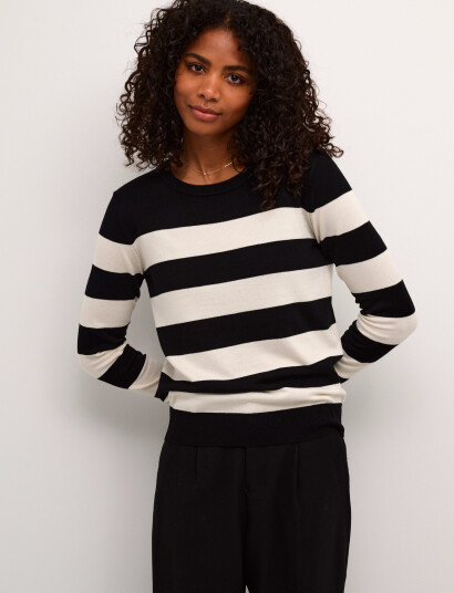 Kaffe Kalizza Striped Knit Pullover - Black - XS Kaffe Kalizza Striped Knit Pullover - Black - XS
